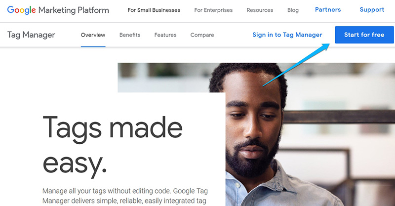 Sign Up for Google Tag Manager