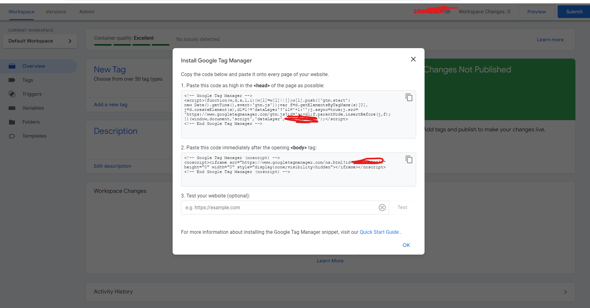Where can I find the Google Tag Manager code?