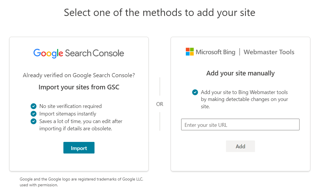 Add site to bing webmaster